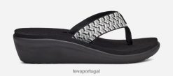 Teva cunha voya feminina HP48377 pintar faixas em preto/branco