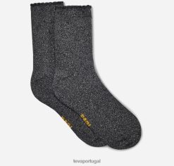 Teva meias metálicas femininas HP48208 prata metálica